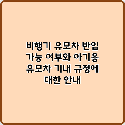 비행기 유모차 반입 가능 여부와 아기용 유모차 기내 규정에 대한 안내