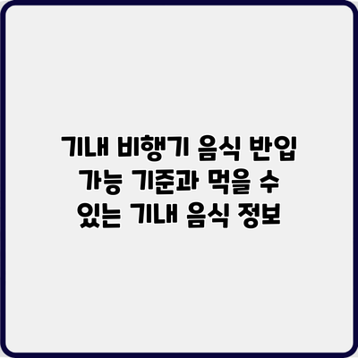 기내 비행기 음식 반입 가능 기준과 먹을 수 있는 기내 음식 정보