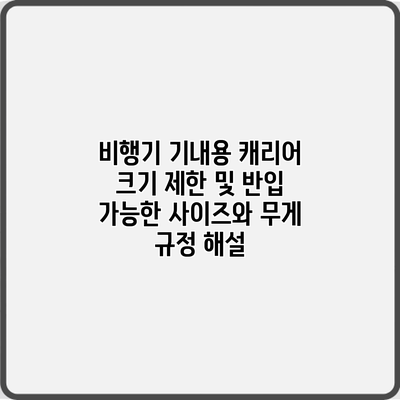 비행기 기내용 캐리어 크기 제한 및 반입 가능한 사이즈와 무게 규정 해설